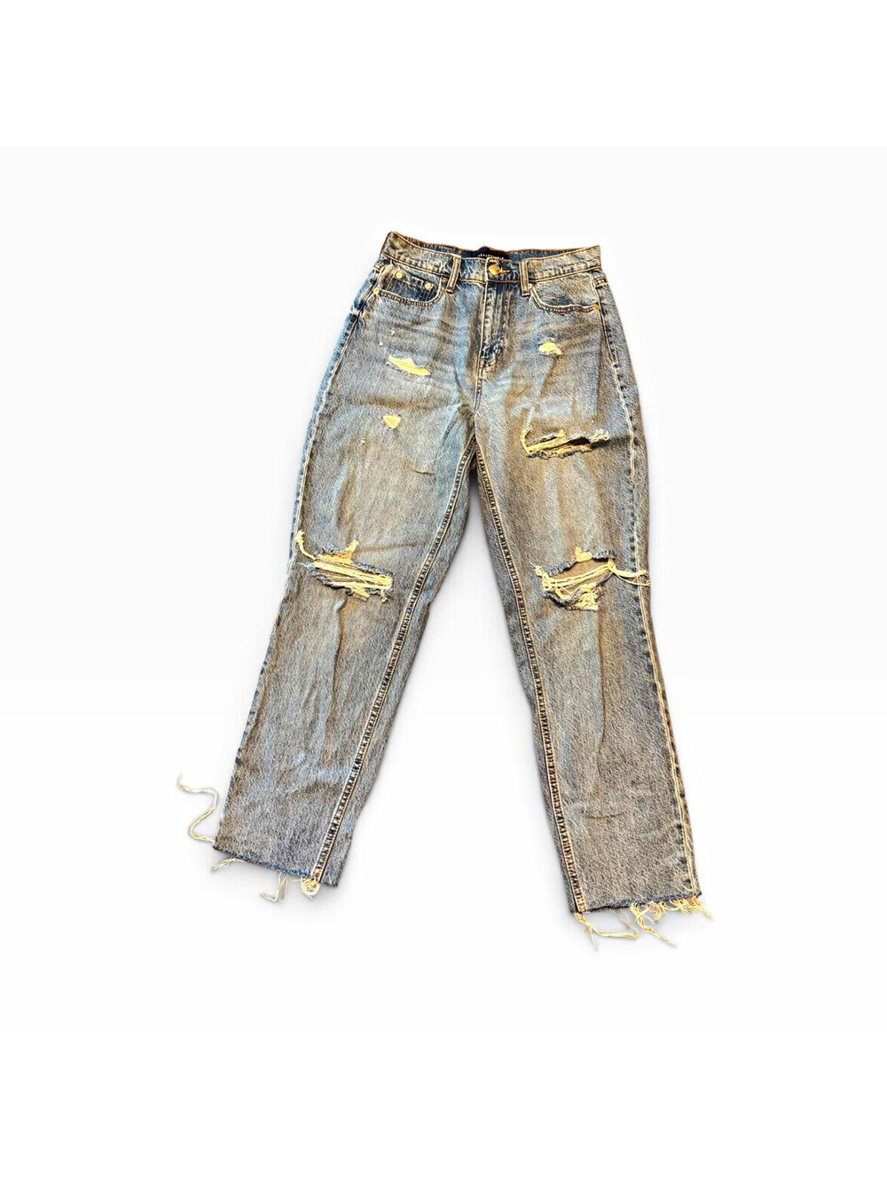 Aéropostale Women’s Mom Jeans Size 8 Light Wash Distressed High Rise